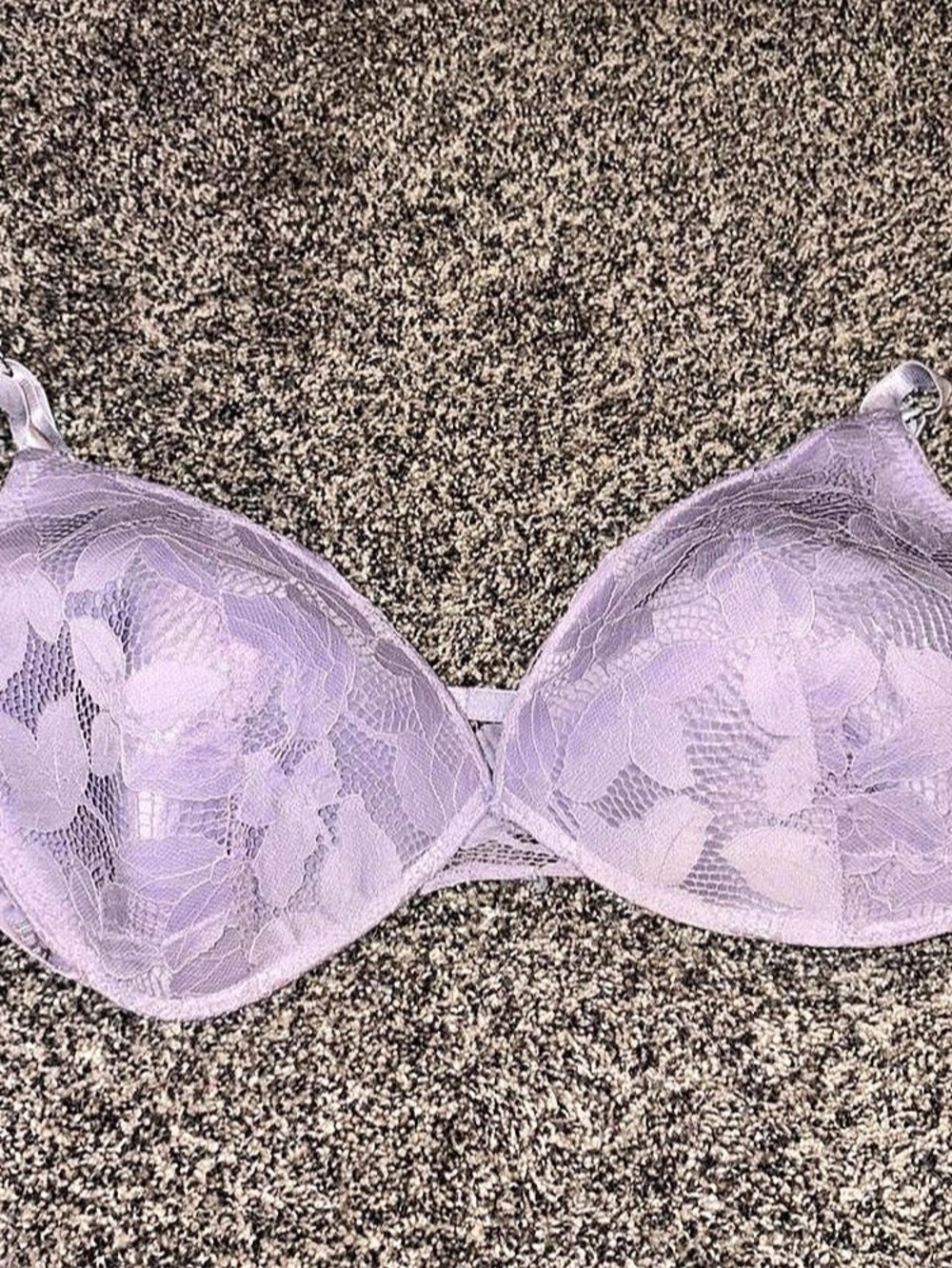Juicy Couture purple lace bra with floral design, size 42D